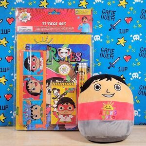 Squishmallow Ryan's World 7" Plush and matching 11 Piece School Activities Set